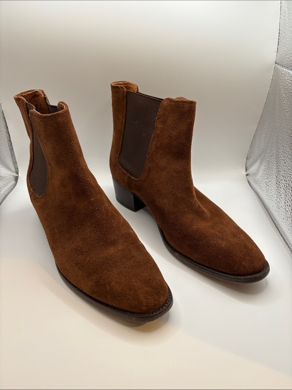 Frye Chestnut Brown Suede Chelsea Ankle Boots
